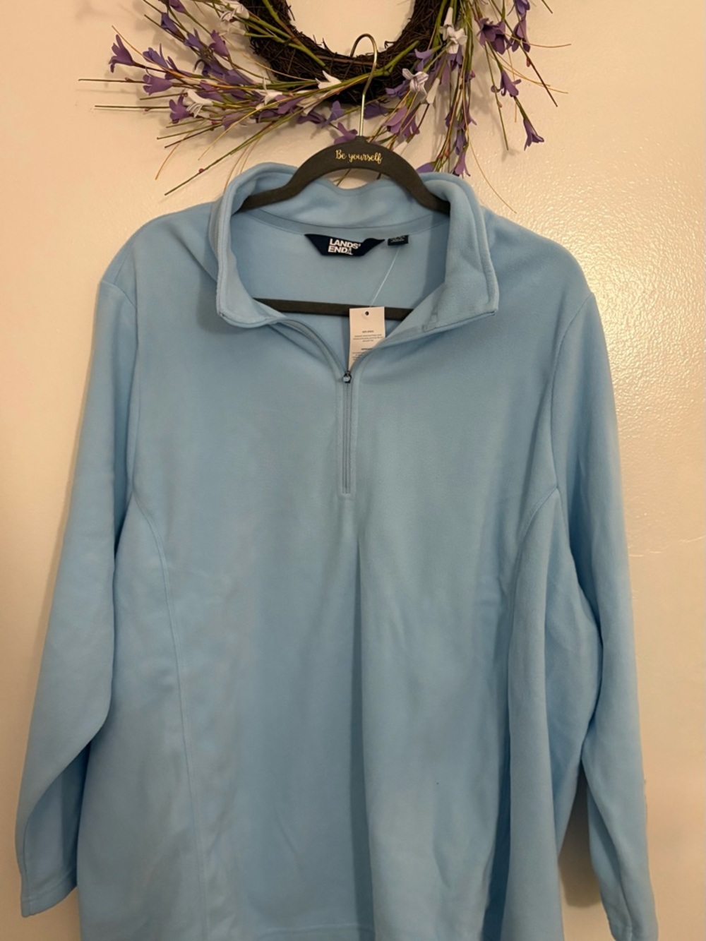 Lands' End Light Blue Quarter-Zip Fleece Pullover